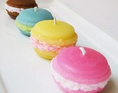 FRENCH MACARON CANDLES - Set of 4 - Assorted Fruit & Coffee Scented