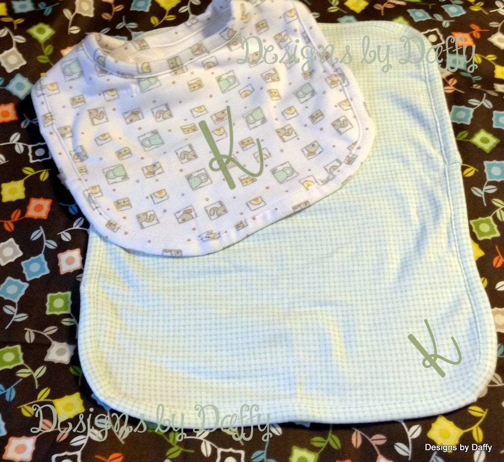 Personalized Bib and Burp Cloth Set