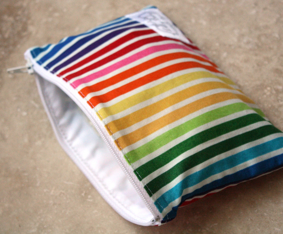 READY to SHIP - Eco Friendly - Snack Bag - Brite Stripe - Zip Closure - Zippered Pouch