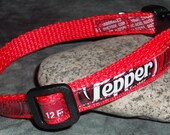Adjustable Cat or Small Dog Collar from Recycled Dr Pepper Soda Bottle Wrappers