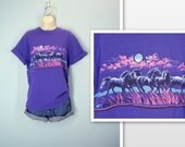 Vintage Purple Tee / Wild Horses Tshirt / Horse Lover