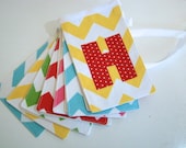 Chevron Fabric Birthday Banner Red, Aqua, Yellow, Pink, and Lime Green  for boys and girls