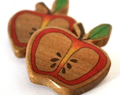 Apple a Day Apple Wood Brooch - Repurposed Reclaimed Salvaged Eco