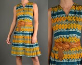 Vintage 1960s Dress / marigold cotton day dress / 60s Dress