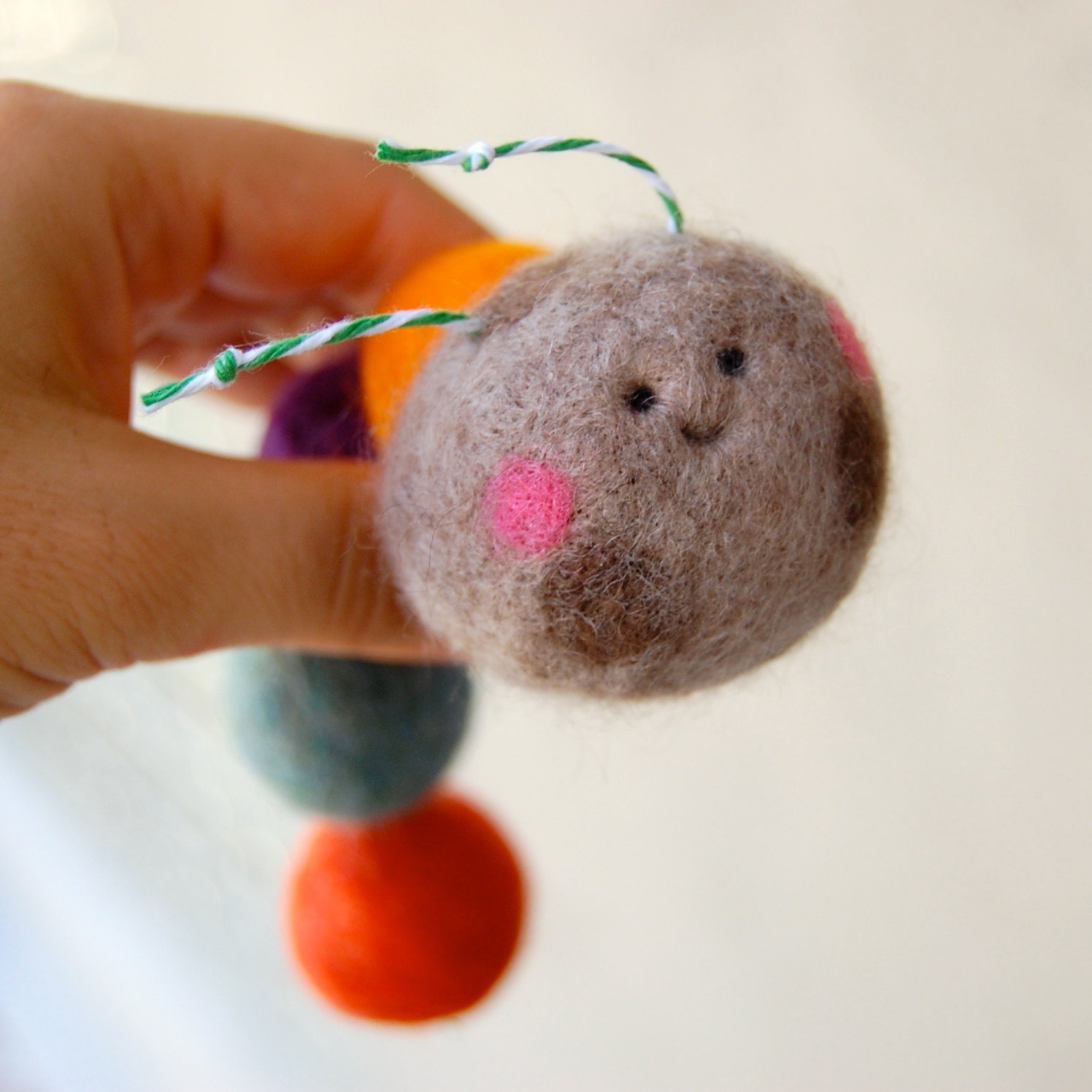 Needle Felted WOOLY Rainbow Inch Worm Ready to Ship