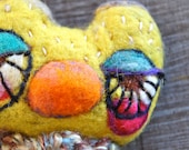 Needle Felted One of a Kind Colorful Yellow Bird