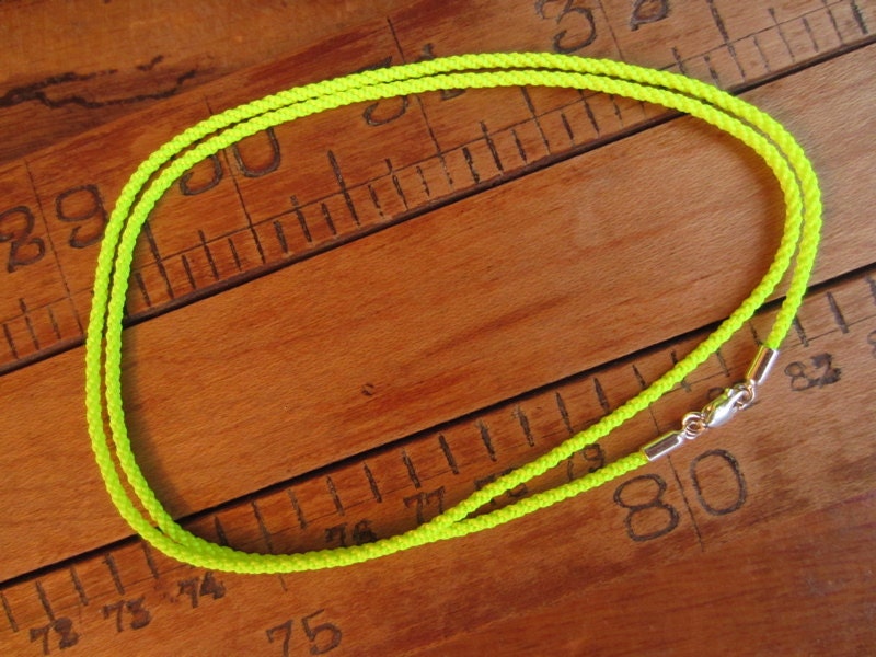 Neon Yellow--Tennis Ball Color--Necklace or Bracelet with Sterling Silver Ends and Clasp--Perfect for YOUR Pendant