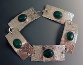 Sterling Silver Green Onyx Bracelet Large 8 1/8"