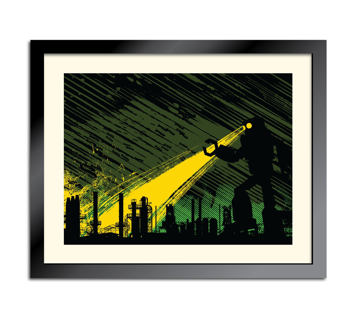 Monstrous Robot Marches On the Factory 18x24 limited-run poster