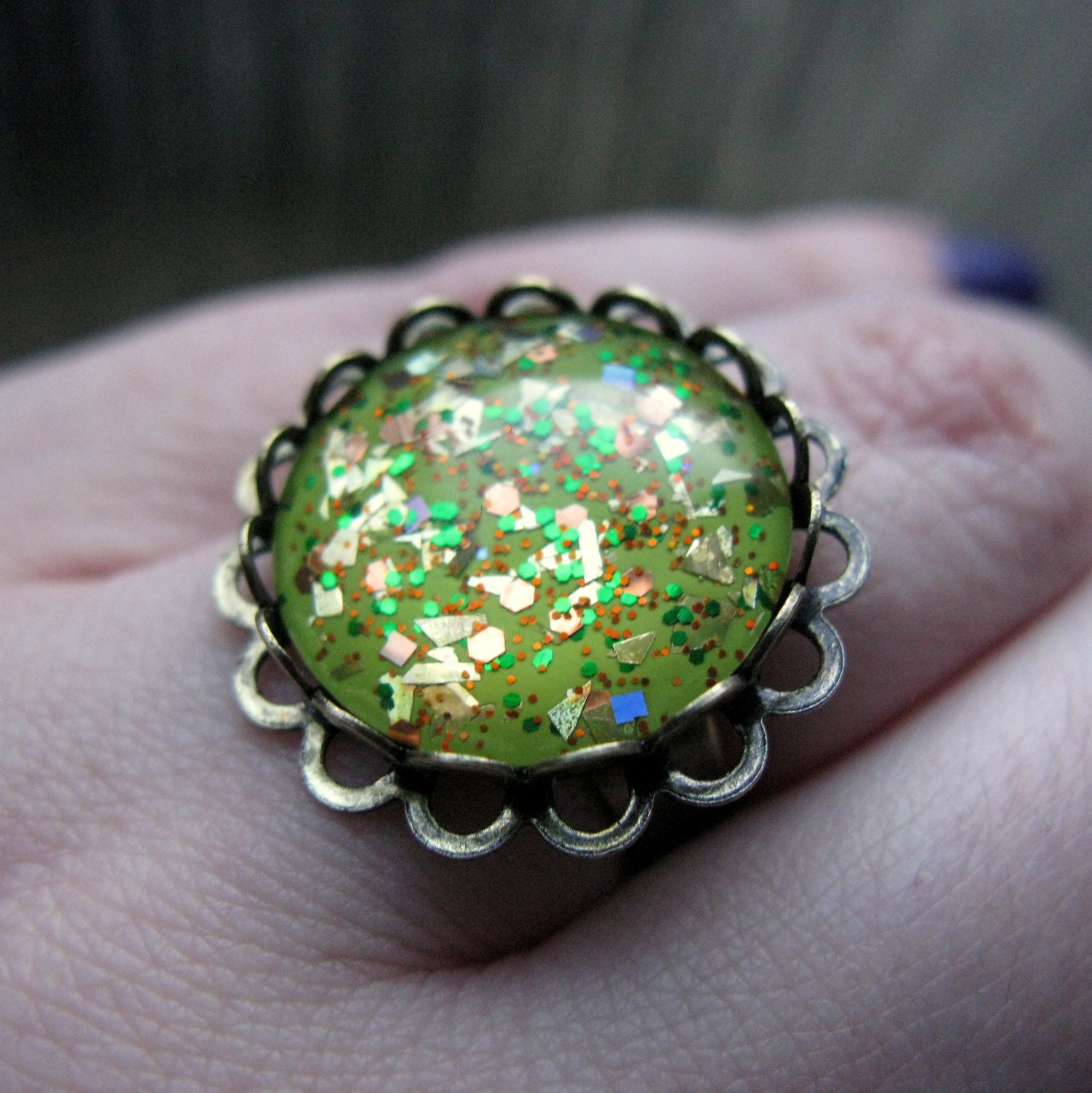 The Innocent Disco adjustable nail polish ring