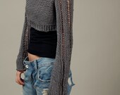 Hand knit sweater, Little shrug, cover up top in Charcoal