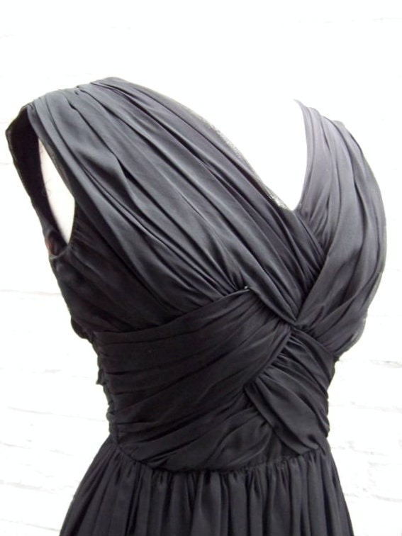 1960s Black Braided Cocktail Dress