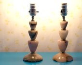 pair of pink alabaster table lamps
