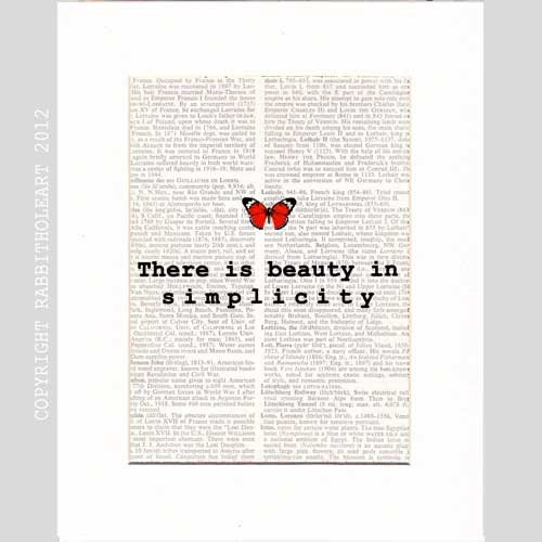 THERE is BEAUTY in SIMPLICITY quote on upcycled vintage Dictionary Book Page Art Print Dictionary Page Art Print Dictionary Print 8x10