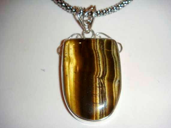Sterling Silver Necklace and Pendant with Tiger Eye
