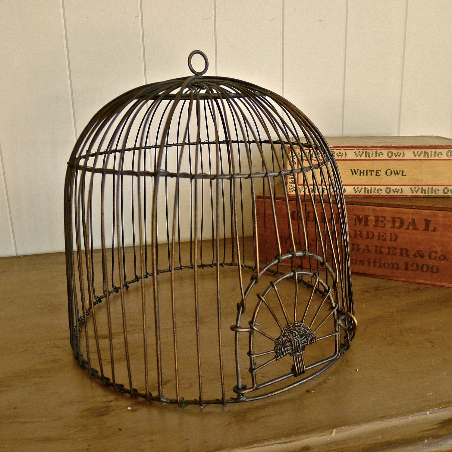Caroline- Vintage Style French Bird Cage Metal Wire Cloche - Weddings, French Country, Rustic, Victorian