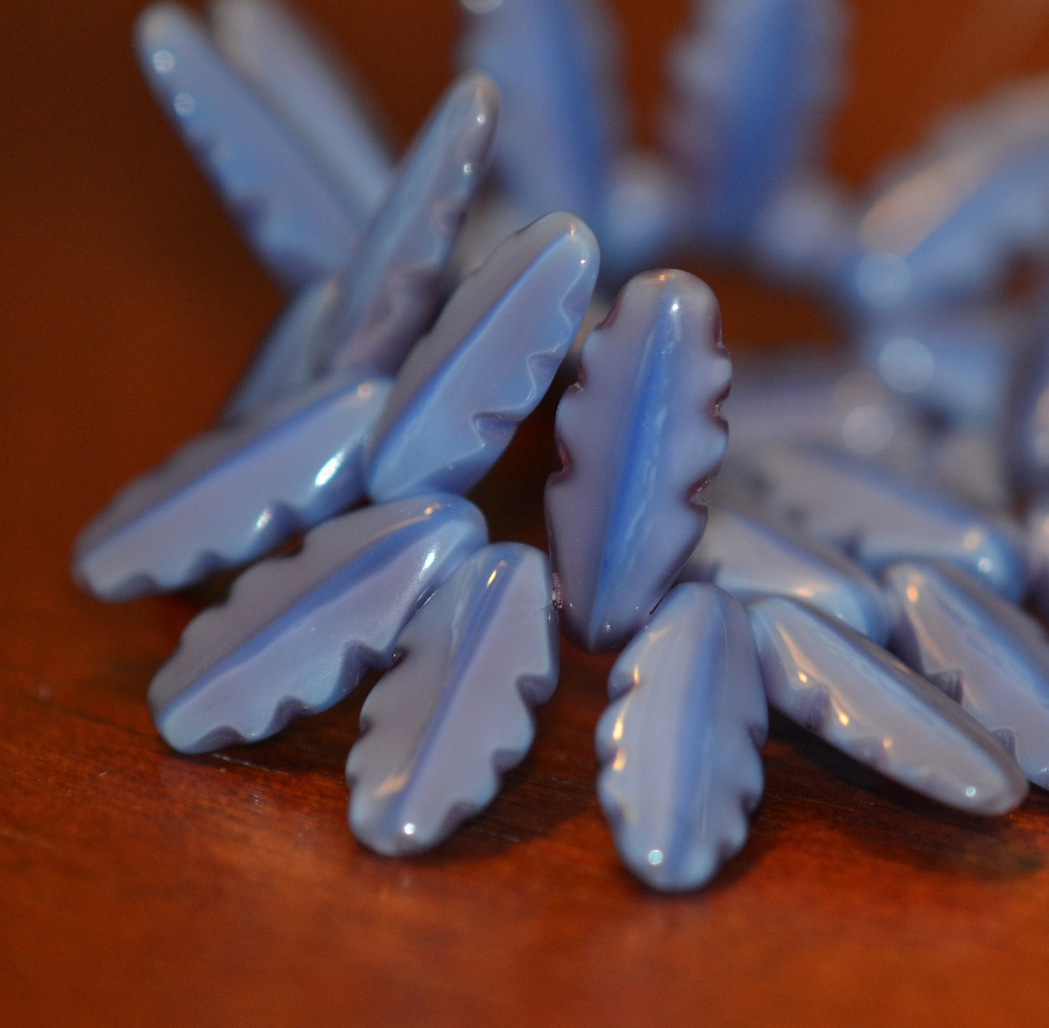 Lavender Purple Luster Opaque Czech Serrated Dagger Glass Beads 13x6mm (ST740)