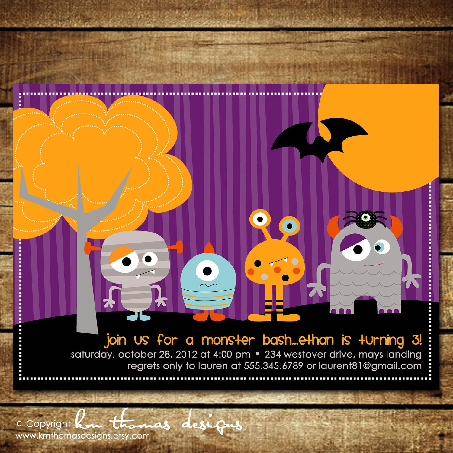 MONSTER BASH...Printable Custom Photo Birthday Invitation...by KM Thomas Designs