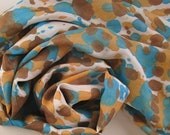 Silk Infinity Scarf - Hand Painted Ladies Circle Scarves Southwest Brown Orange Peach Teal Turquoise Blue Tie Dyed