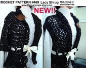 SHRUG PATTERN, so easy....Shrug, Vest, Sweater, Jacket, Crochet Pattern num. 469, sizes age 12 to adult s,m, l, xl,