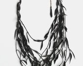 Willow Branch Necklace / UPCYCLED LEATHER / grey
