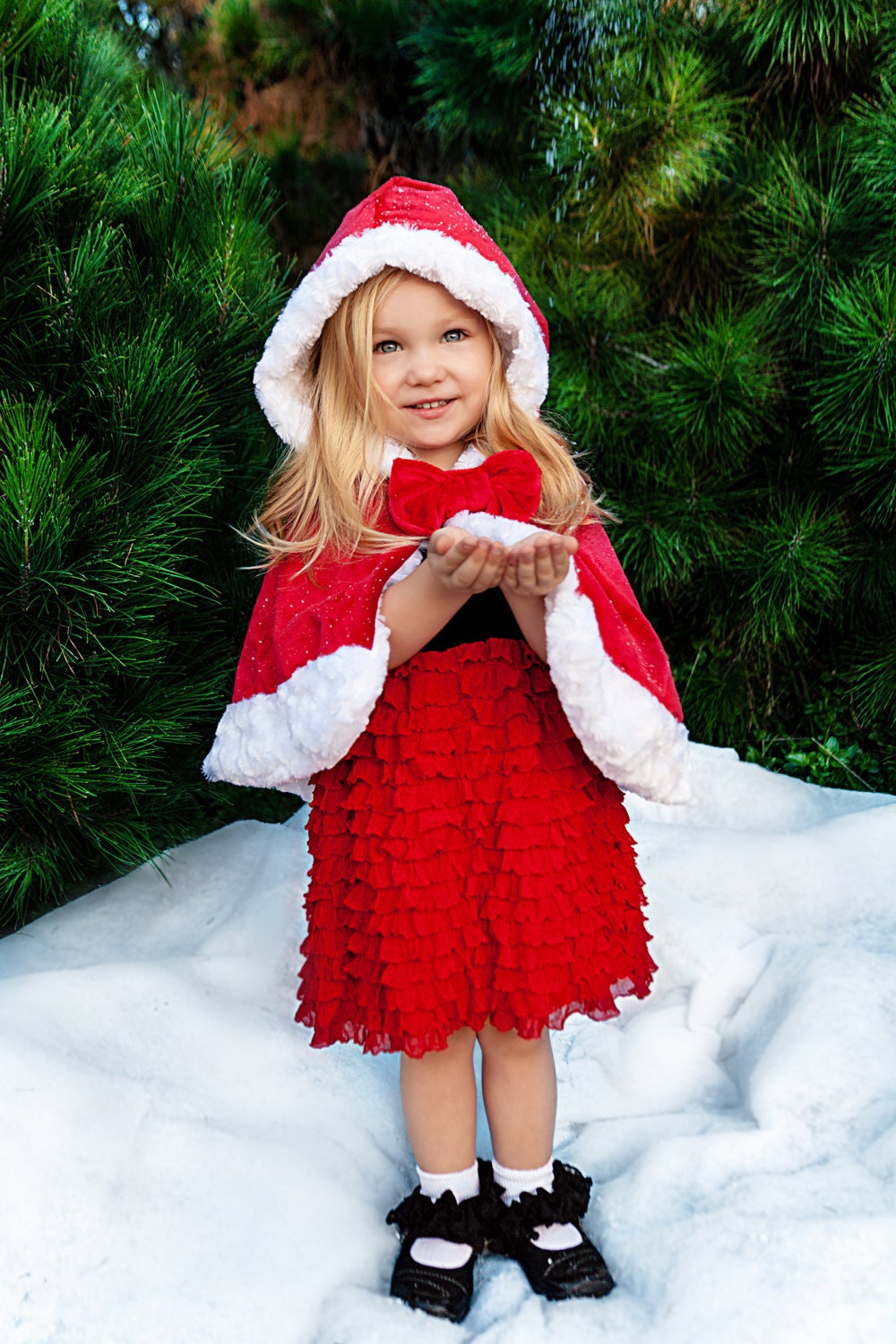 Happy Holidays Edition Poncho -kd's original minky and faux fur poncho