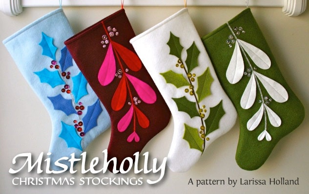 Mistleholly Felt Christmas Stocking PDF pattern