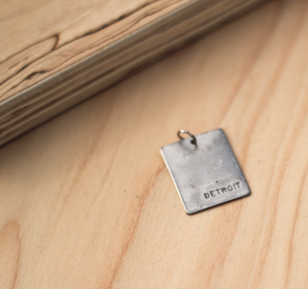 Detroit Sheet Metal Charm for Necklace or Keychain