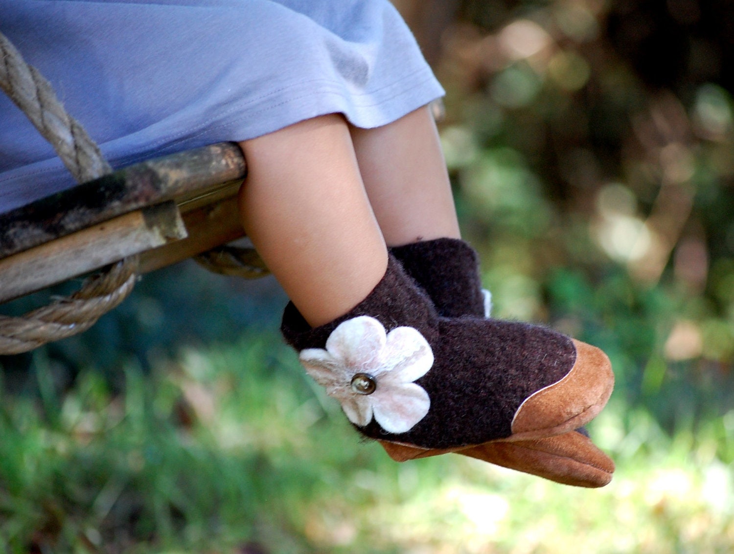 Baby Girl Booties, Toddler Slippers, size 6-18, 12-24 months, Chocolate Hibiscus