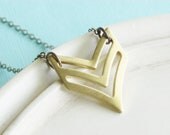 Chevron Necklace - Brass Necklace - Fall Fashion Geometric Military Inspired