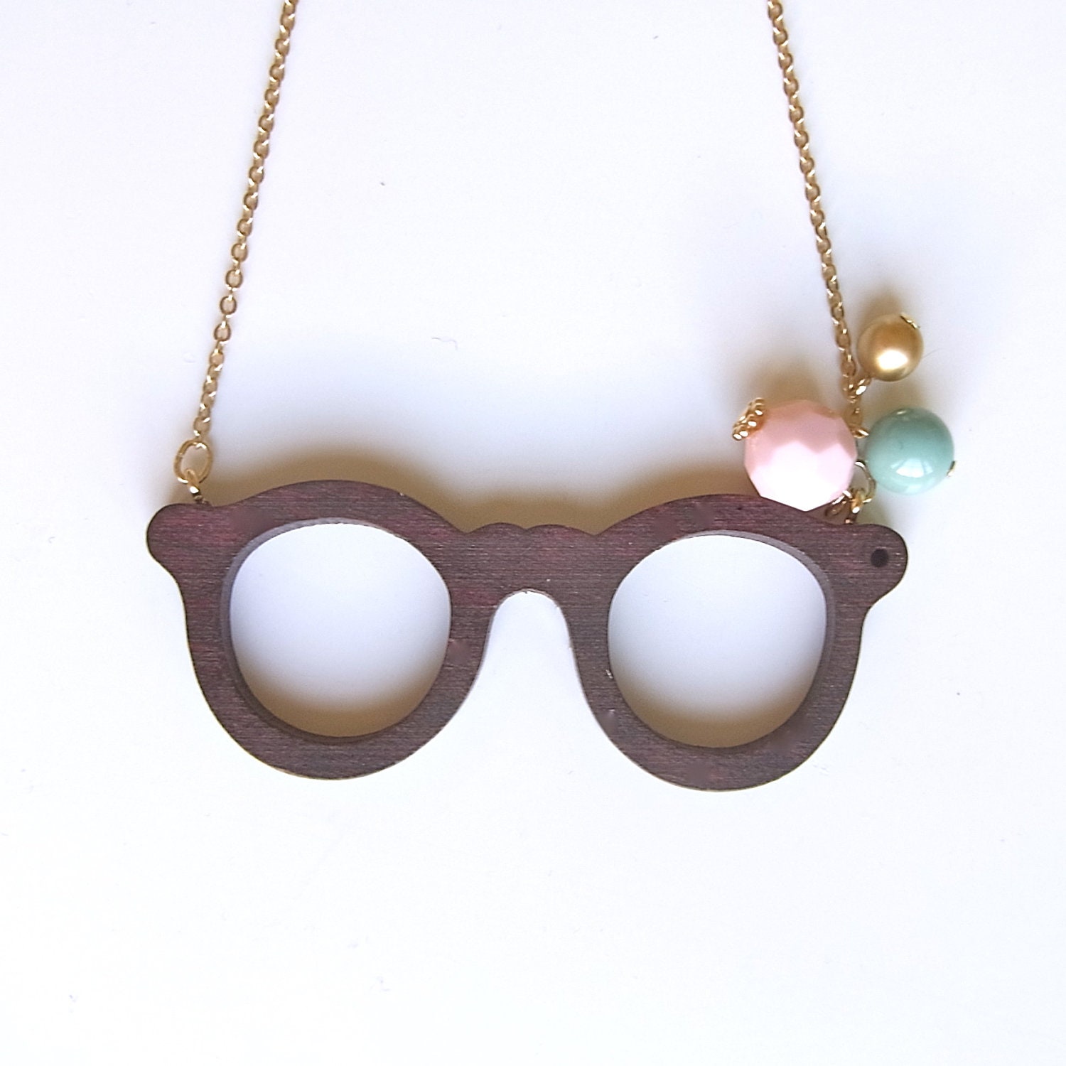 SALE - Wooden Glasses Necklace