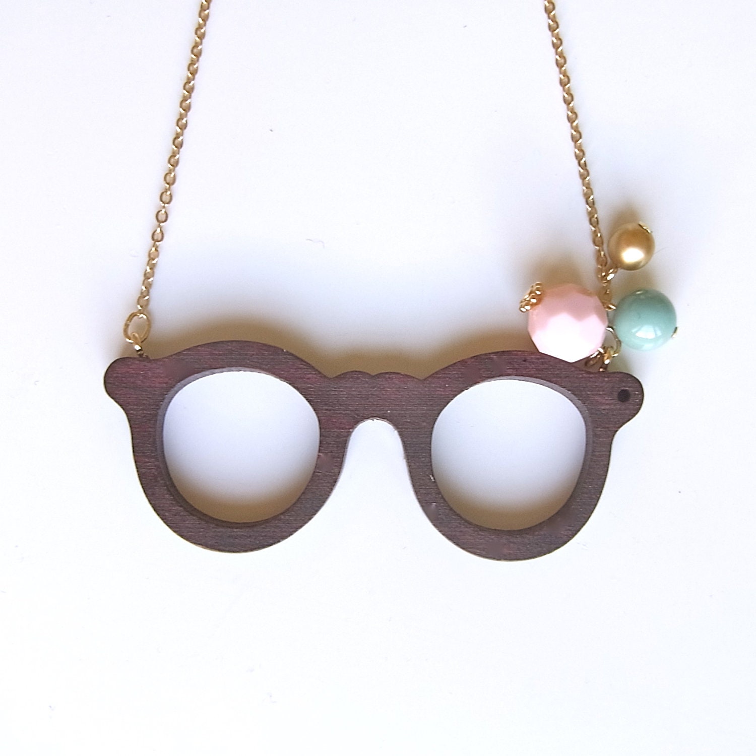Wooden Glasses Necklace