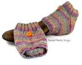 Spa Socks - Hand Knit Brightly Striped Spa or Heel Socks