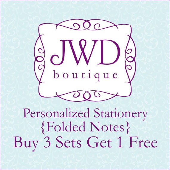 Personalized Stationery Sets Personalized Note Card Sets Buy 3 Get 1 Free Personalized Stationary Folded Note Cards
