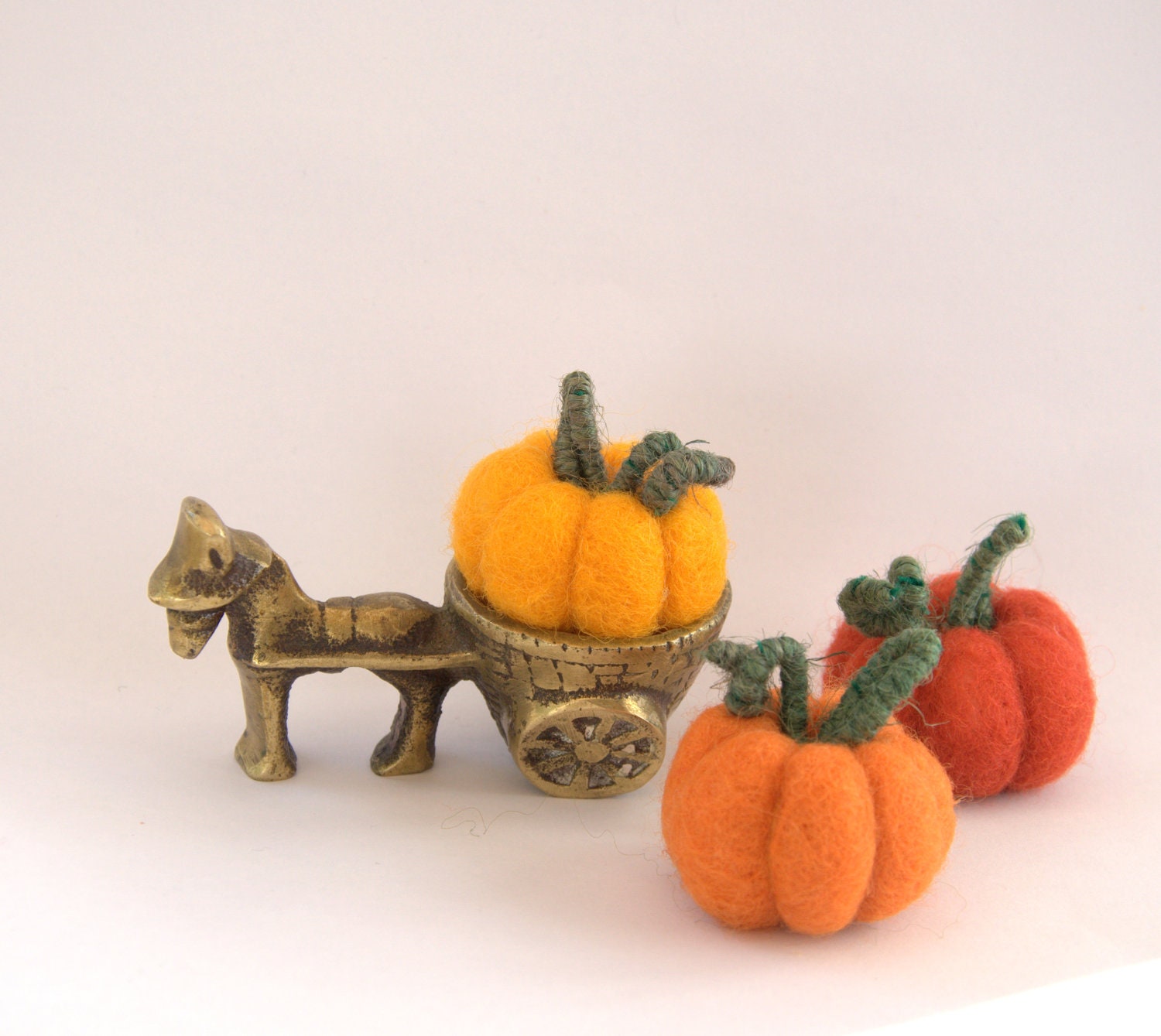 Felted Pumpkins set of  3 small wool autumn fall table Weddings handmade felt decoration Halloween gift home Thanksgiving decor