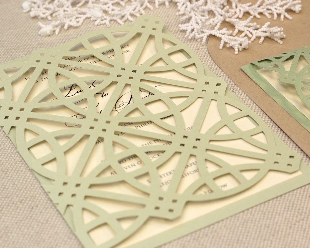 Durance Wedding Invitation design deposit - unique, cutout, trellis design with customizable colors