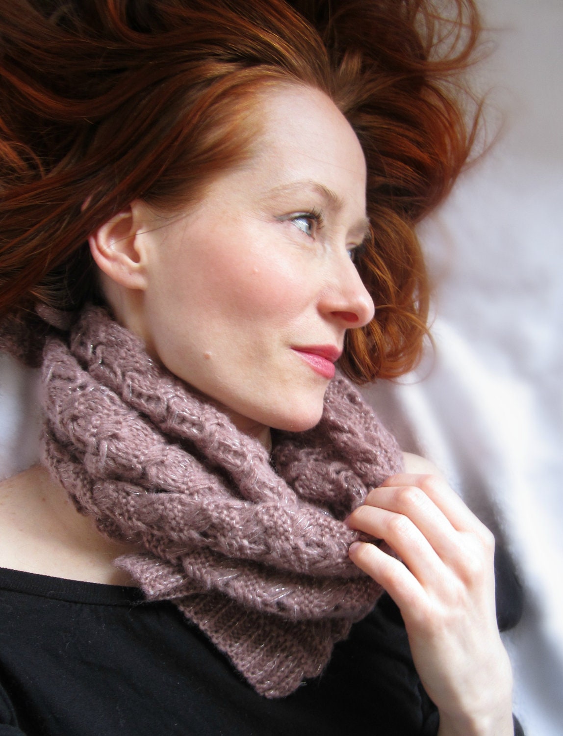Knit Scarf in Rosy Brown shade Ready to Send