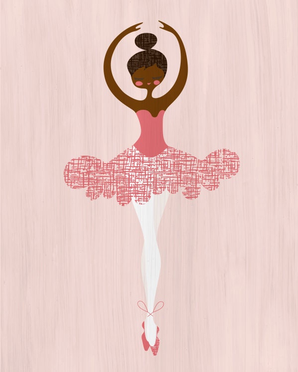 SALE. Ballerina En Pointe 8X10 African American or Indian with paint texture backdrop