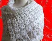 Shawl White Crochet Shawl Triangle Wrap Stole Bridal Shawl. READY TO SHIPPING