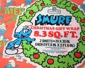 Smurfs Christmas gift wrap 1982 Paper New USA Holiday wrapping