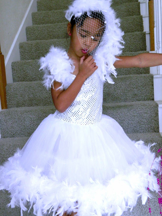 White Swan Princess Costume for Little Girl Available size 5/6/7