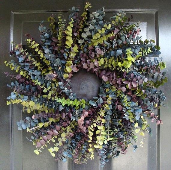 Eucalyptus Wreath- Summer Cool Eucalyptus Wreath- 20 inch Dried Floral Wreath- Floral Arrangement