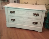 antique shabby chic distressed dresser tv entertainment stand cottage sage green pistachio