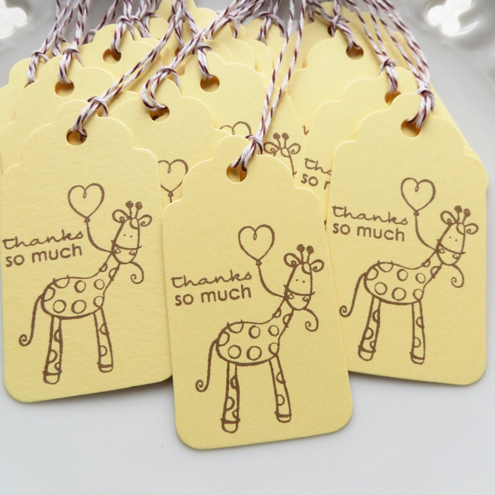 Giraffe Party Tags Thanks So Much - Set of 25 - READY TO SHIP - Baby Shower Thank You Favor Tags Il_570xn