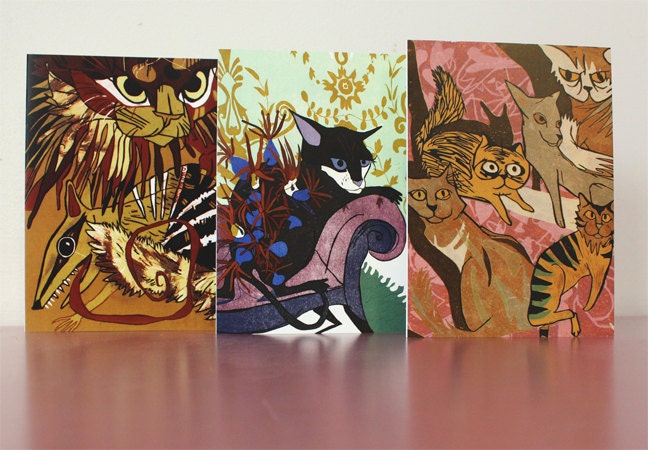 Cat Pack, 3 assorted cat greeting cards cards