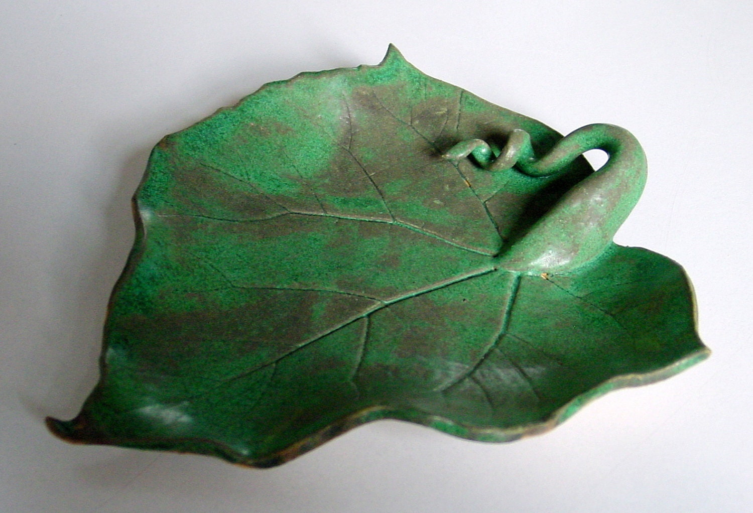 Medium Leaf Tray - Candle Holder - Brownish Green - Handmade Pottery