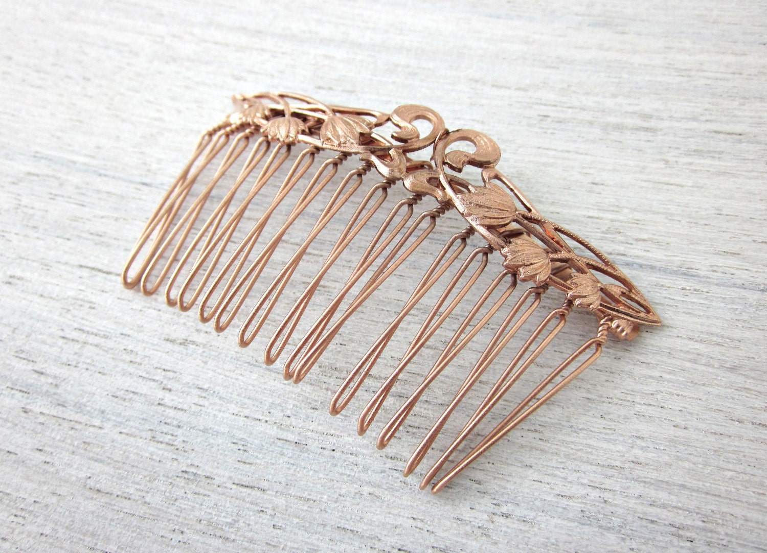 Floral Crown Hair Comb in Rose Gold, wedding hair accessory, bridal head piece
