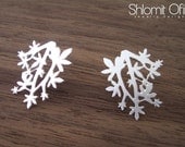 Vivid Branch Post Earrings in Matte Silver