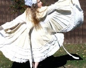 Recycled Bridal Sweater Coat with a Medieval Liripipe Hood and Bell Sleeves by SnugglePants-  READY TO SHIP