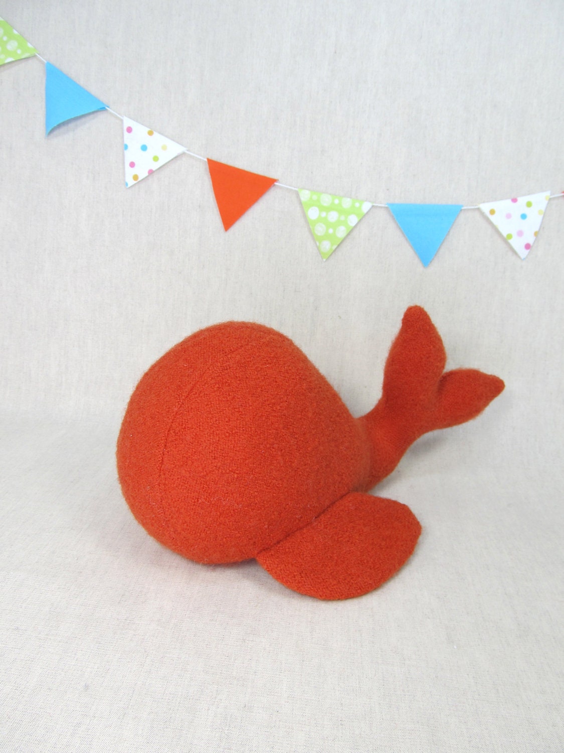 Whale, Handmade, Stuffed Animal, Toy, Children, Plush, Orange